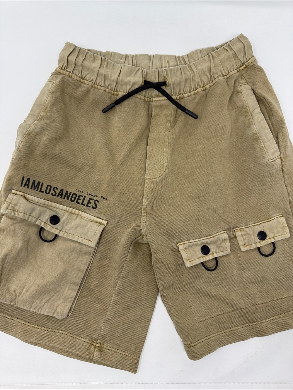 IAMLosAngeles Zara Kid’s Cargo Shorts — Khaki with pockets and drawstring